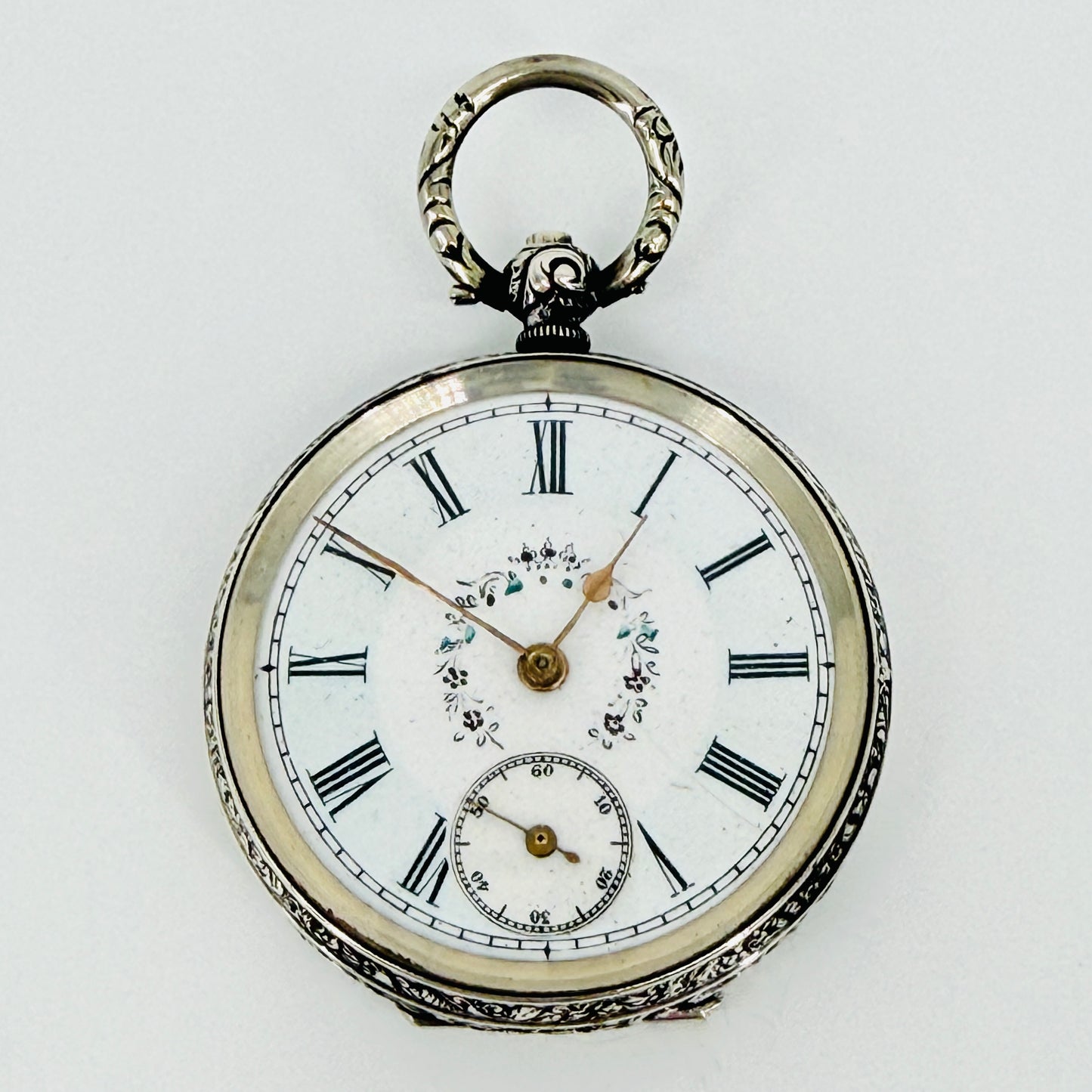 Antique Swiss 800 Silver Pocket Watch - Key Wound - Working