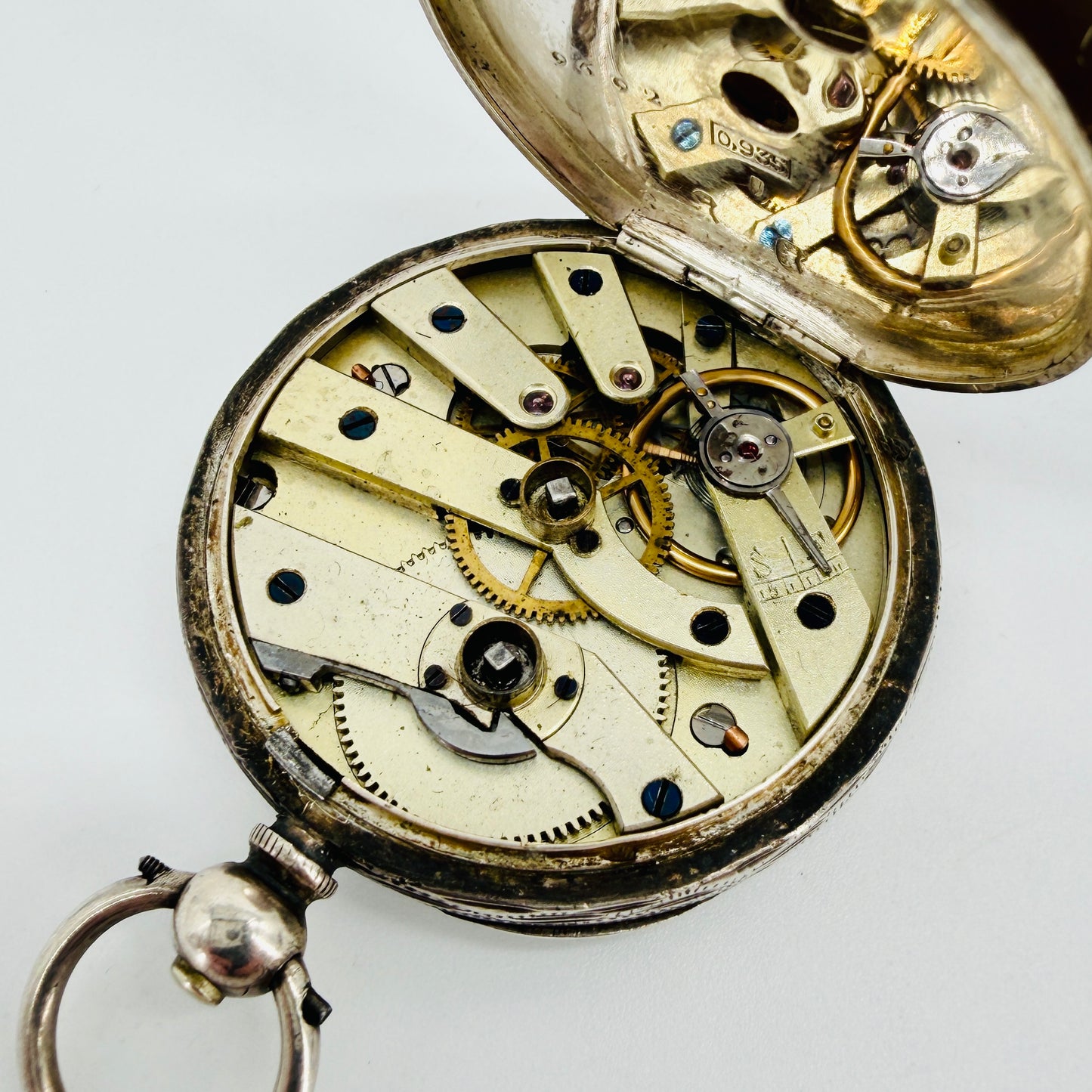 Antique Swiss 935 Silver Pocket Watch - Key Wound - Working