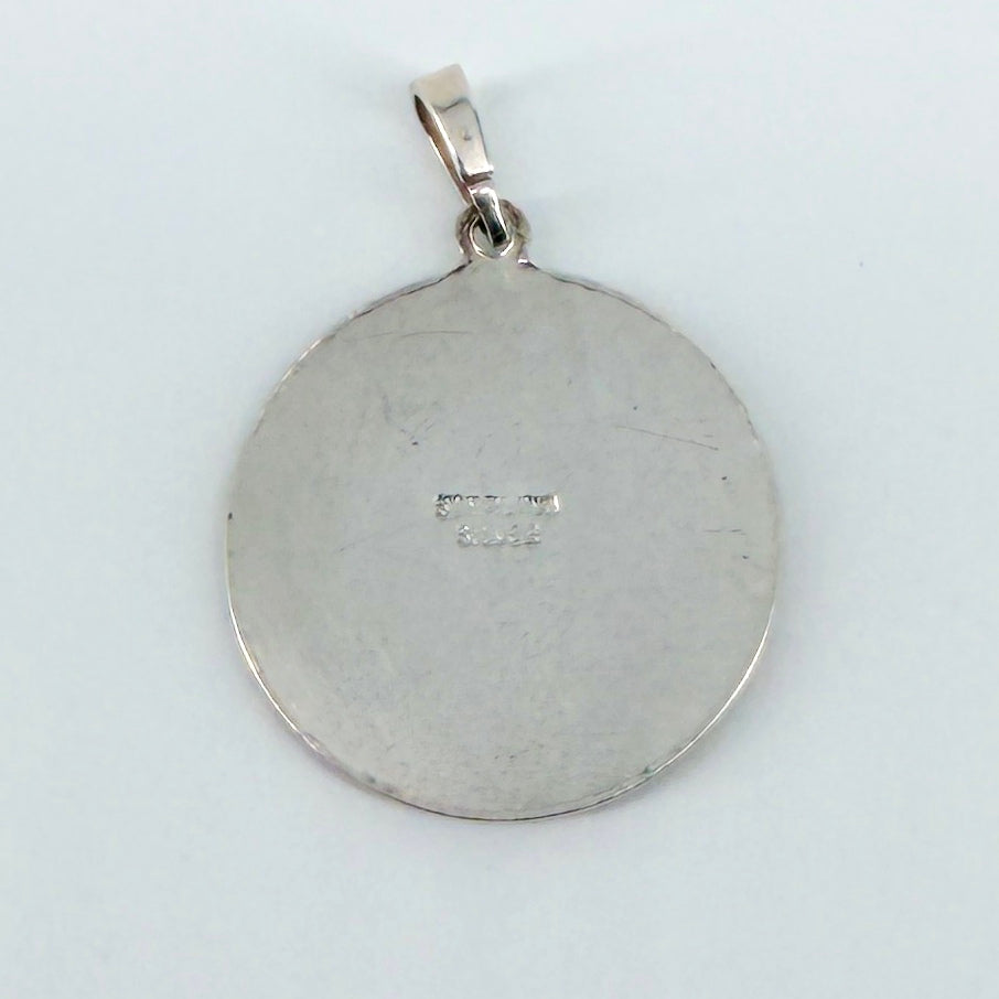 Vintage Sterling Silver St Christopher Pendant – 22mm – Diamond Cut Border