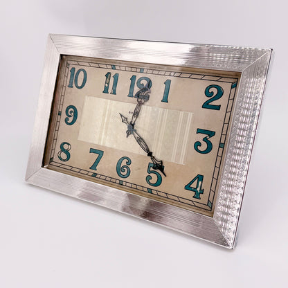 Antique Britannia Silver Mounted Art Deco 8 Day Desk Clock – London 1929