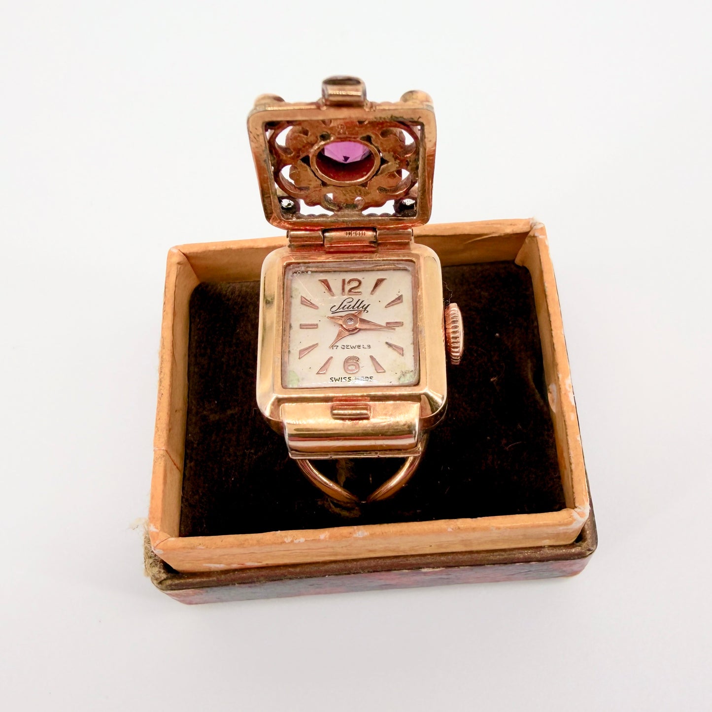 Vintage Sully Gold Plated Ring Watch – AS 976 – 17 Jewels – Working