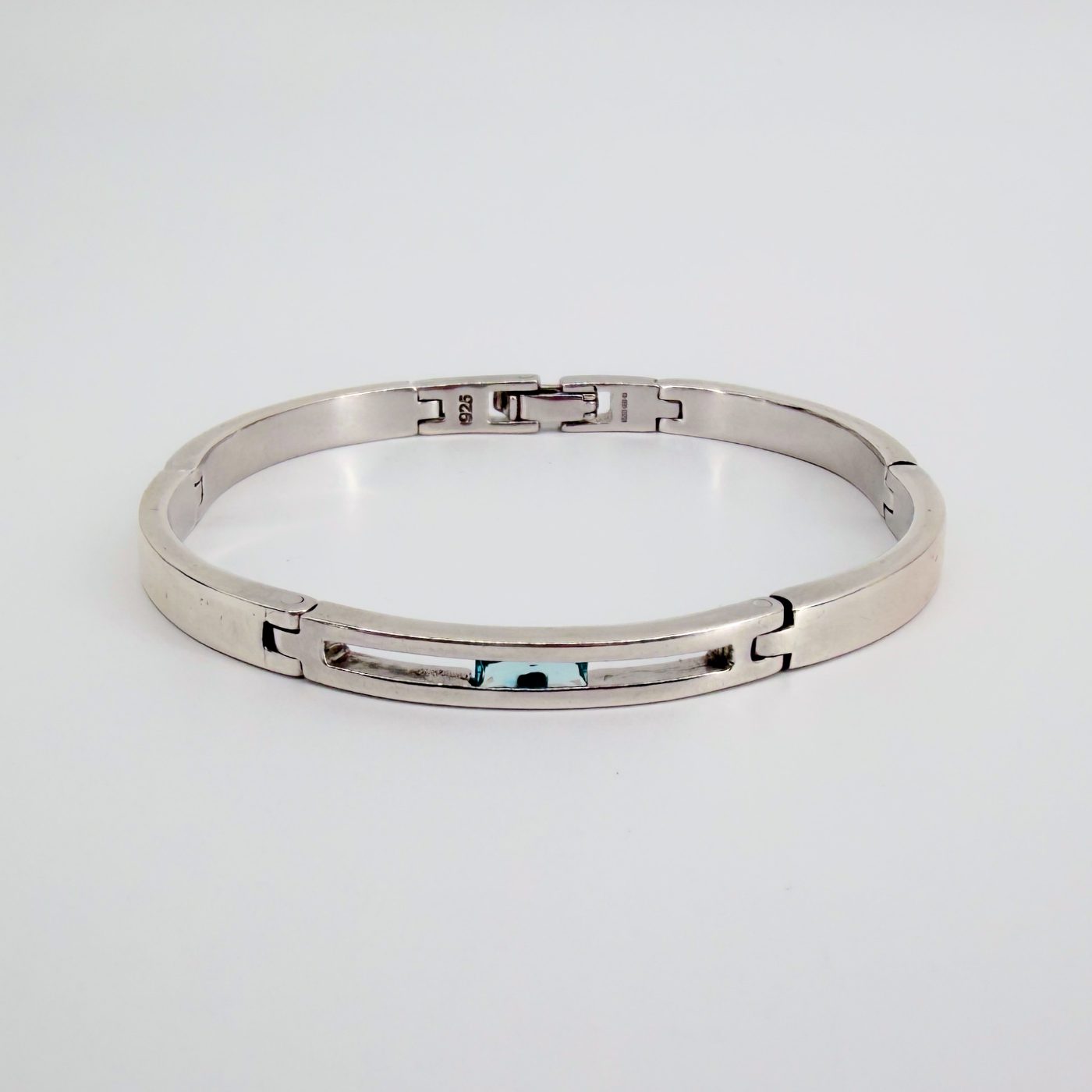 Accurist Sterling Silver Link Panel Bracelet with Blue Stone Birmingham Hallmark - image 4