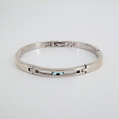 Accurist Sterling Silver Link Panel Bracelet with Blue Stone Birmingham Hallmark - image 4