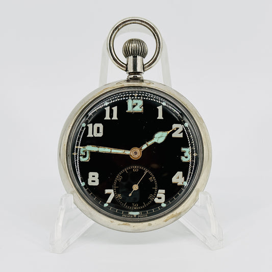Vintage Swiss Certina K.F.262 GSTP Military Pocket Watch - 15 Jewel - Working