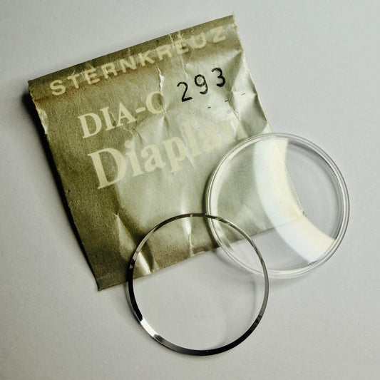 Round - Flat Top - Silver / Chrome Ring - Sternkreuz Acrylic Watch Crystals - Vintage New Old Stock
