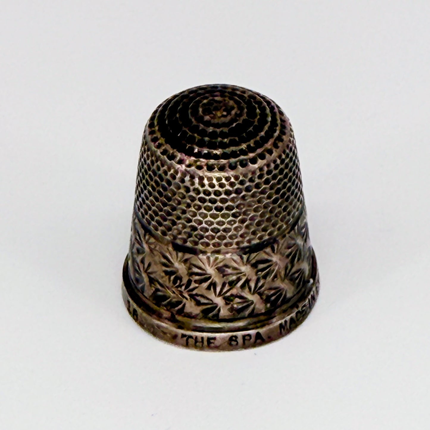 Vintage Sterling Silver Thimble – "THE SPA" – H.G. & S.