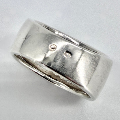 Vintage Sterling Silver Ribbed Signet Ring 925 UK Size N