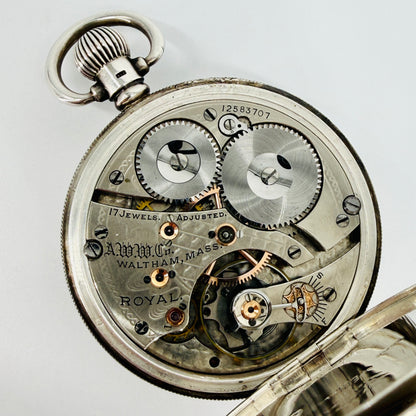 Antique Waltham "Royal" Pocket Watch - 1903 Movement - 1925 Silver Dennison Case - Working