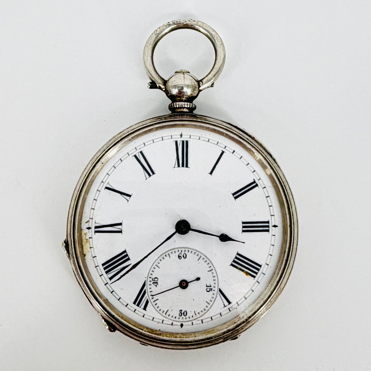 Antique Silver Cased Pocket Watch - Key Wound - Working