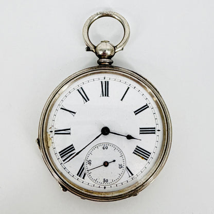 Antique Silver Cased Pocket Watch - Key Wound - Working
