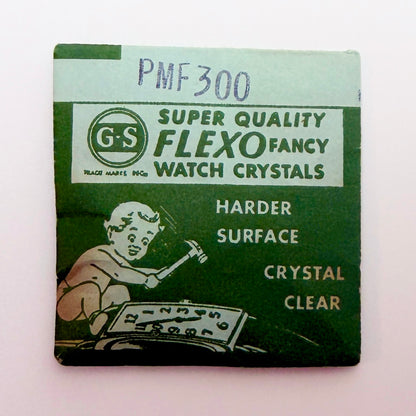 Fancy - Bottom Edge Curved (Long Sides) - G-S Flexo Acrylic Watch Crystals - Vintage New Old Stock