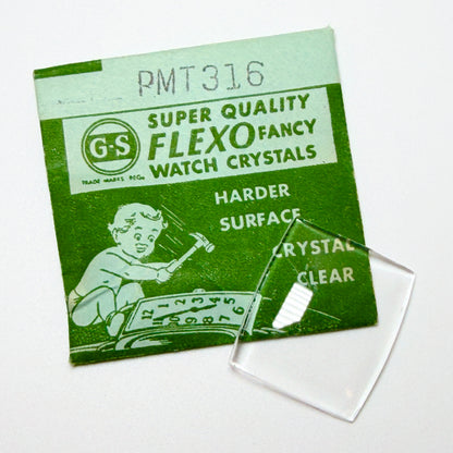 Tonneau / Barrel (PMT Series) - Bottom Edge Curved (Both Sides) - G-S Flexo Acrylic Watch Crystals - Vintage New Old Stock