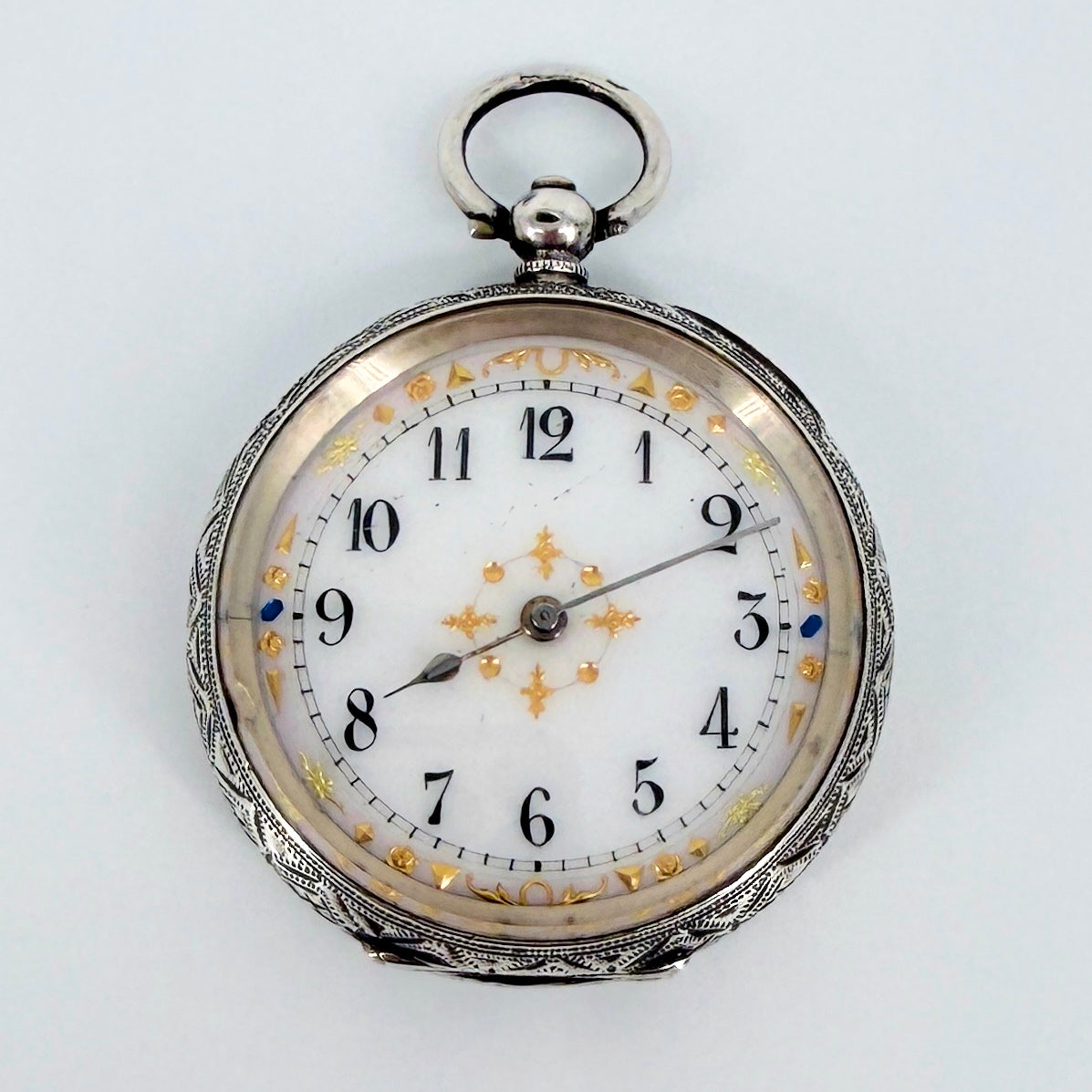 Antique Swiss 935 Silver Cased Pocket Watch - Working