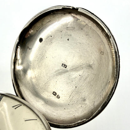 Antique Silver Cased Full Hunter Fusee Pocket Watch – London 1854 – J. Rogers