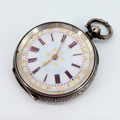 Antique Swiss Silver Cased Pocket Watch - Working