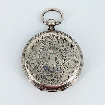 Antique Swiss Silver Cased Pocket Watch - Working