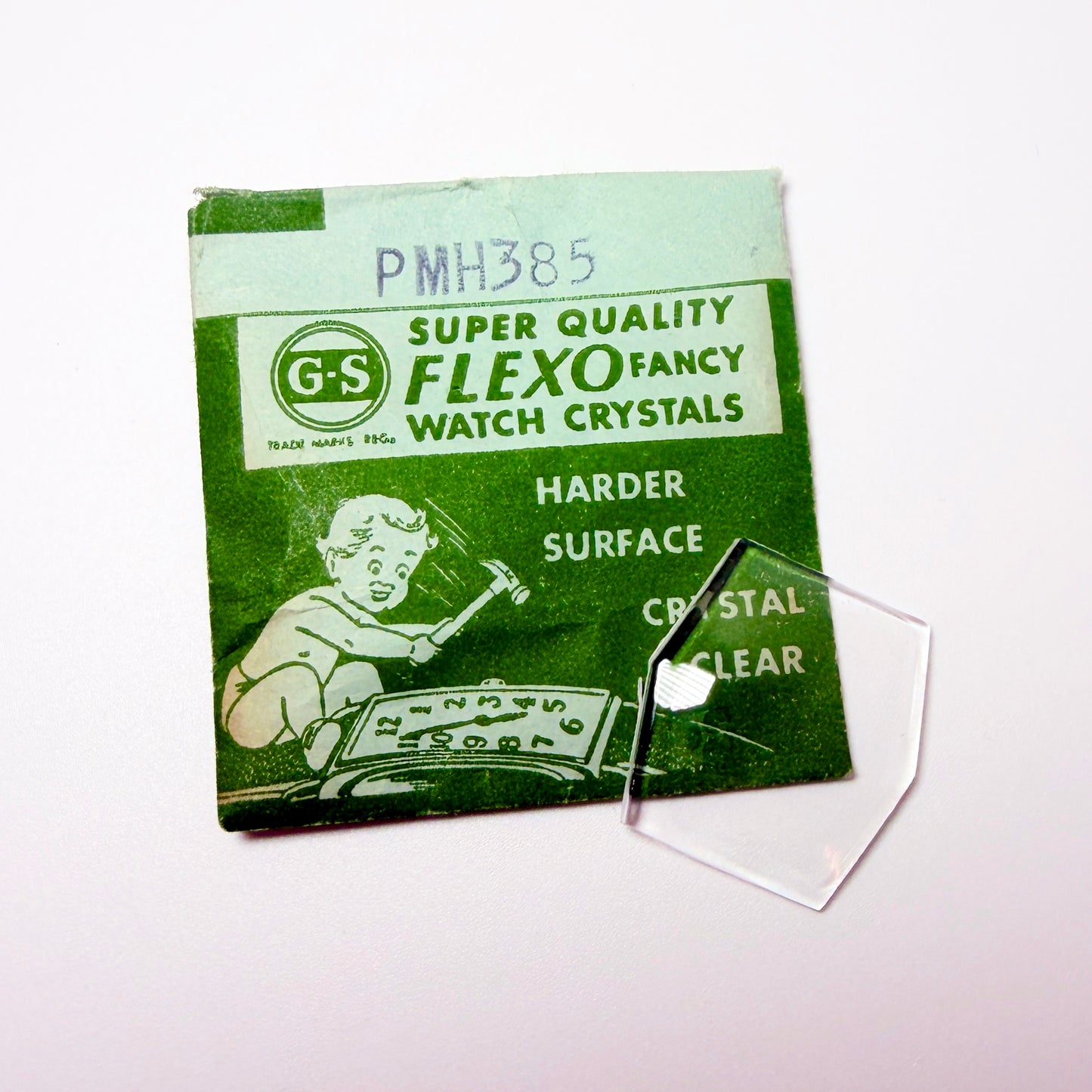 Hexagon - Bottom Edge Curved (Long Sides) - G-S Flexo Acrylic Watch Crystals - Vintage New Old Stock