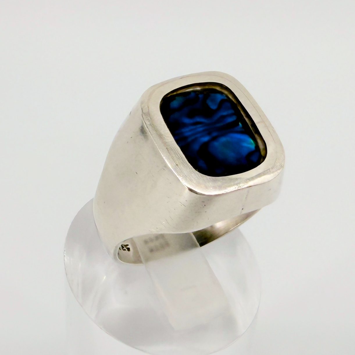 Vintage Sterling Silver & Abalone Handmade Ring – UK Size S - image 6