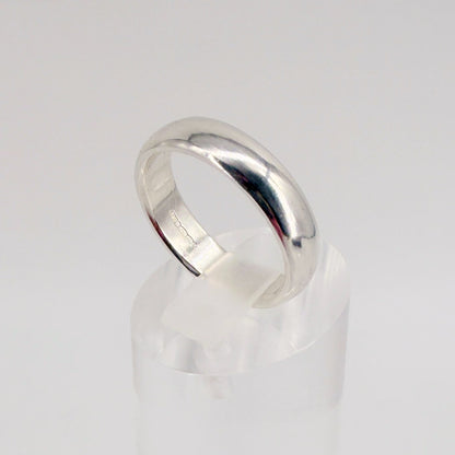 Sterling Silver Traditional D-Profile Wedding Ring, UK Hallmarks, Size R - image 1