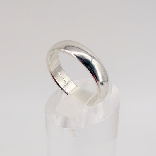 Sterling Silver Traditional D-Profile Wedding Ring, UK Hallmarks, Size R - image 1