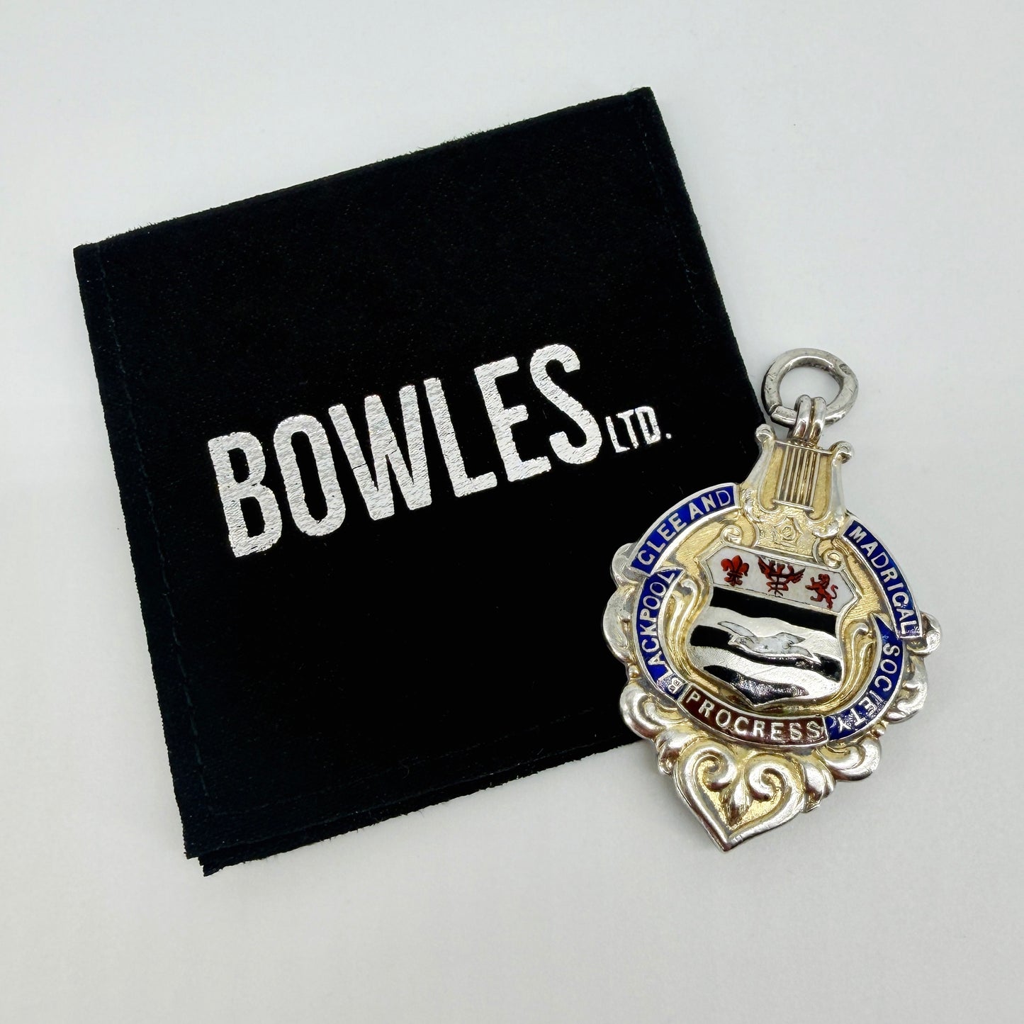 Antique Sterling Silver Enamel Fob Medal – Queen’s Hall Concert - 1906