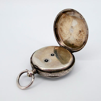 Antique Swiss Silver Cased Pocket Watch - Working