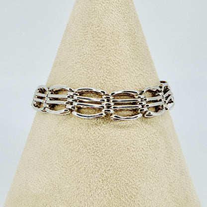 Vintage Sterling Silver Gate Link Bracelet - Heart Padlock - Hallmarked