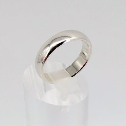Sterling Silver Traditional D-Profile Wedding Ring, UK Hallmarks, Size R - image 6