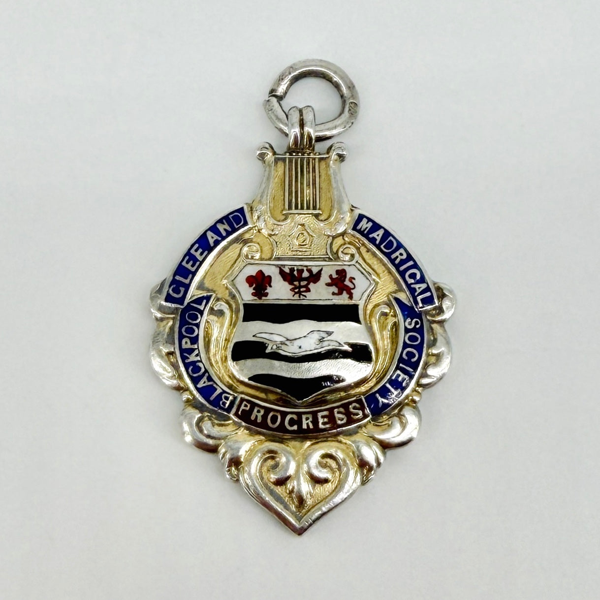Antique Sterling Silver Enamel Fob Medal – Queen’s Hall Concert - 1906