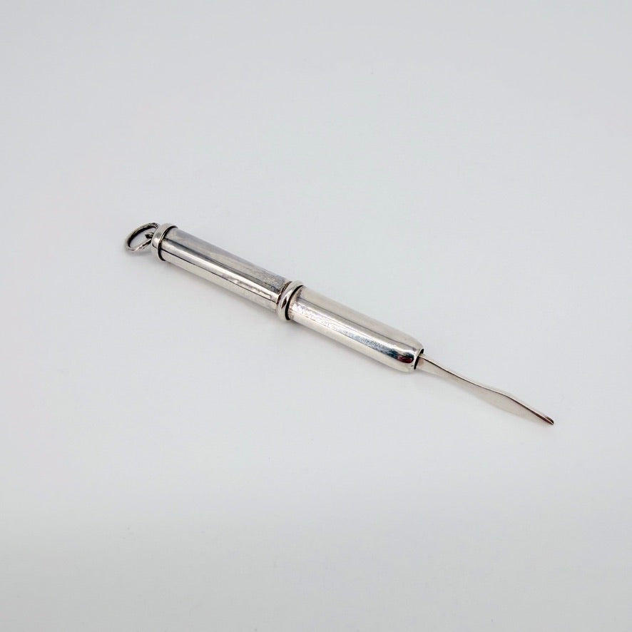Sterling Silver Retractable Toothpick, Hallmarked London 2005 - image 2