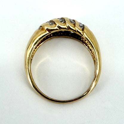 925 Silver Gilt Ring Set with White Stones – UK Size T