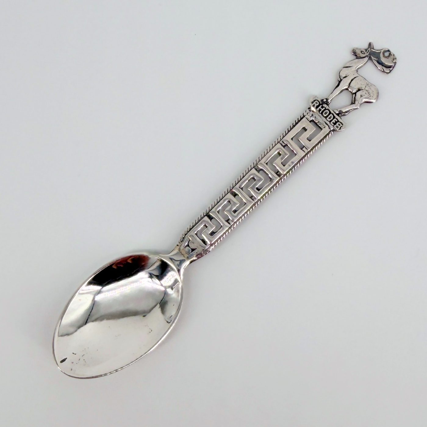 Rhodes Silver Souvenir Tea Spoon – Stamped 800 Silver, Greek Deer Motif - image 2