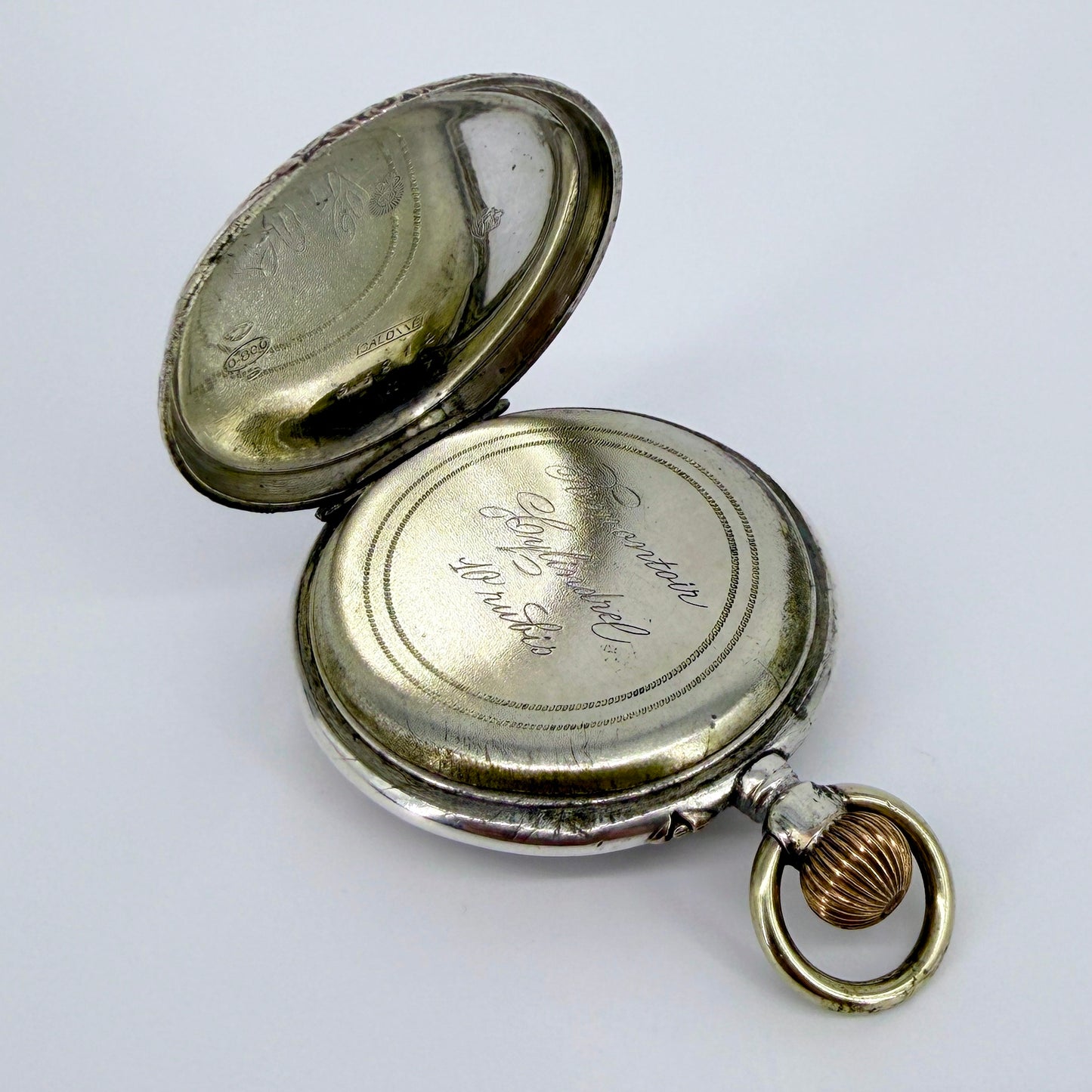 Antique Swiss / German Silver Pocket Watch – 10 Jewels – Working