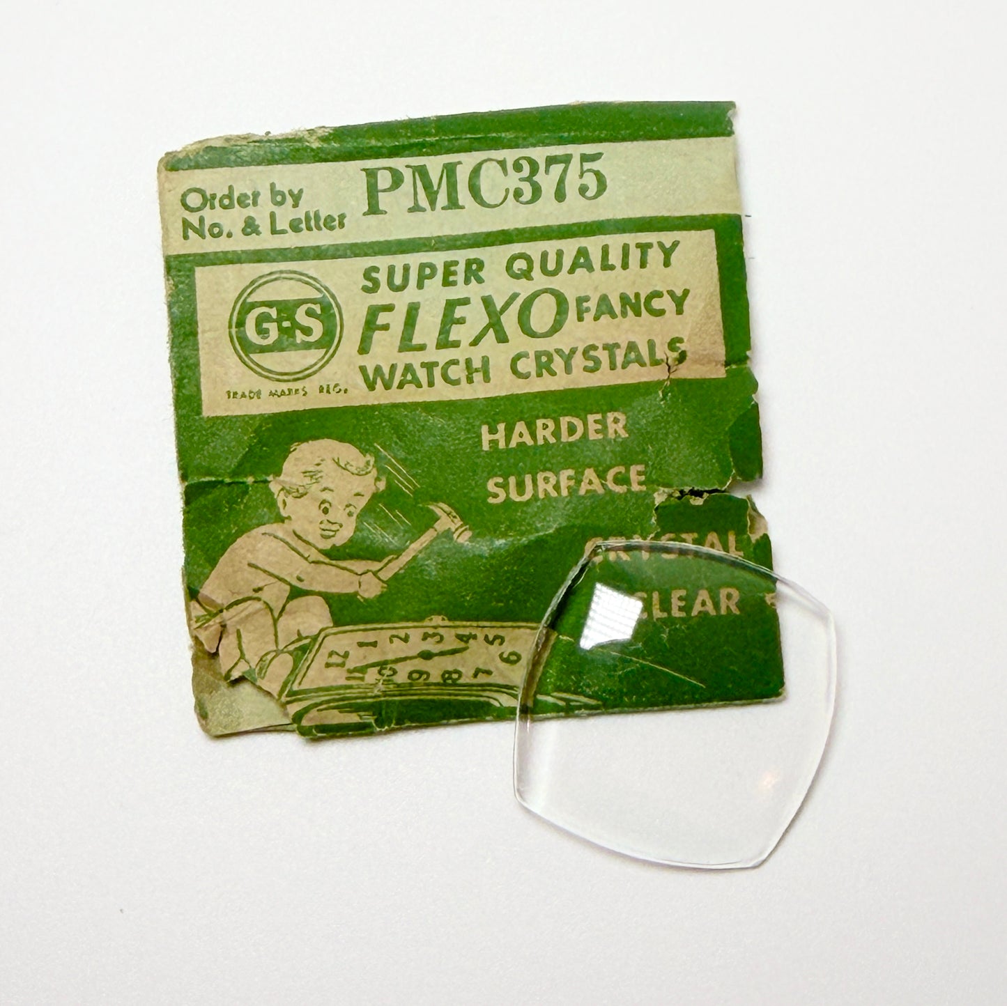Curved Square - Bottom Edge Curved (Both Sides) - G-S Flexo Acrylic Watch Crystals - Vintage New Old Stock