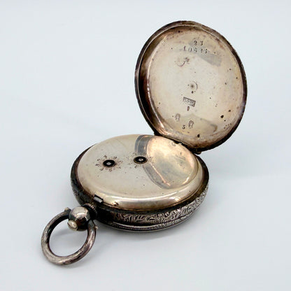 Antique Swiss Silver Cased Pocket Watch - Working