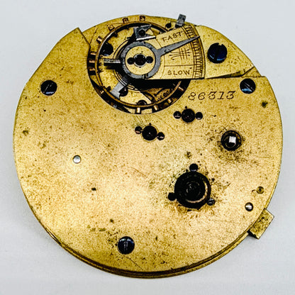 Antique Newsome Fusee Pocket Watch Movement – 49.2mm – Working Requires Service Repair