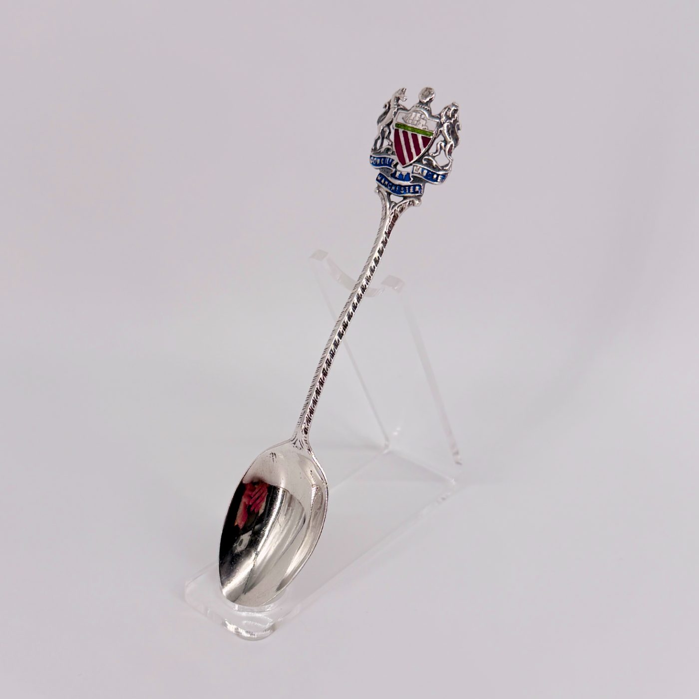 Sterling Silver Manchester Souvenir Tea Spoon, Birmingham 1945, Sydney & Co. - image 1