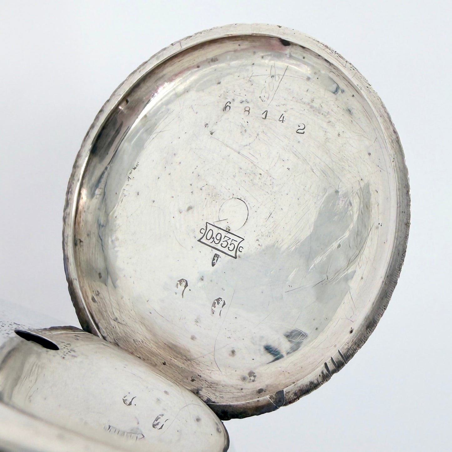 Antique Swiss 935 Silver Cased Pocket Watch - Working