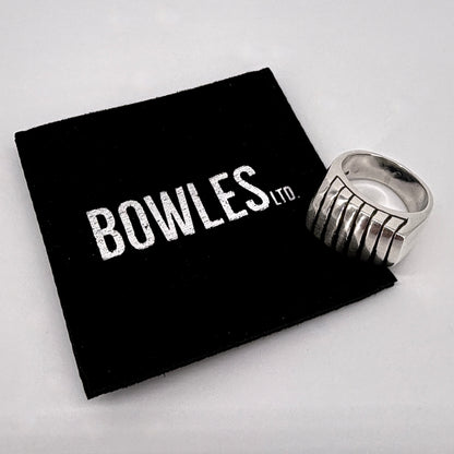 Vintage Sterling Silver Ribbed Signet Ring 925 UK Size N