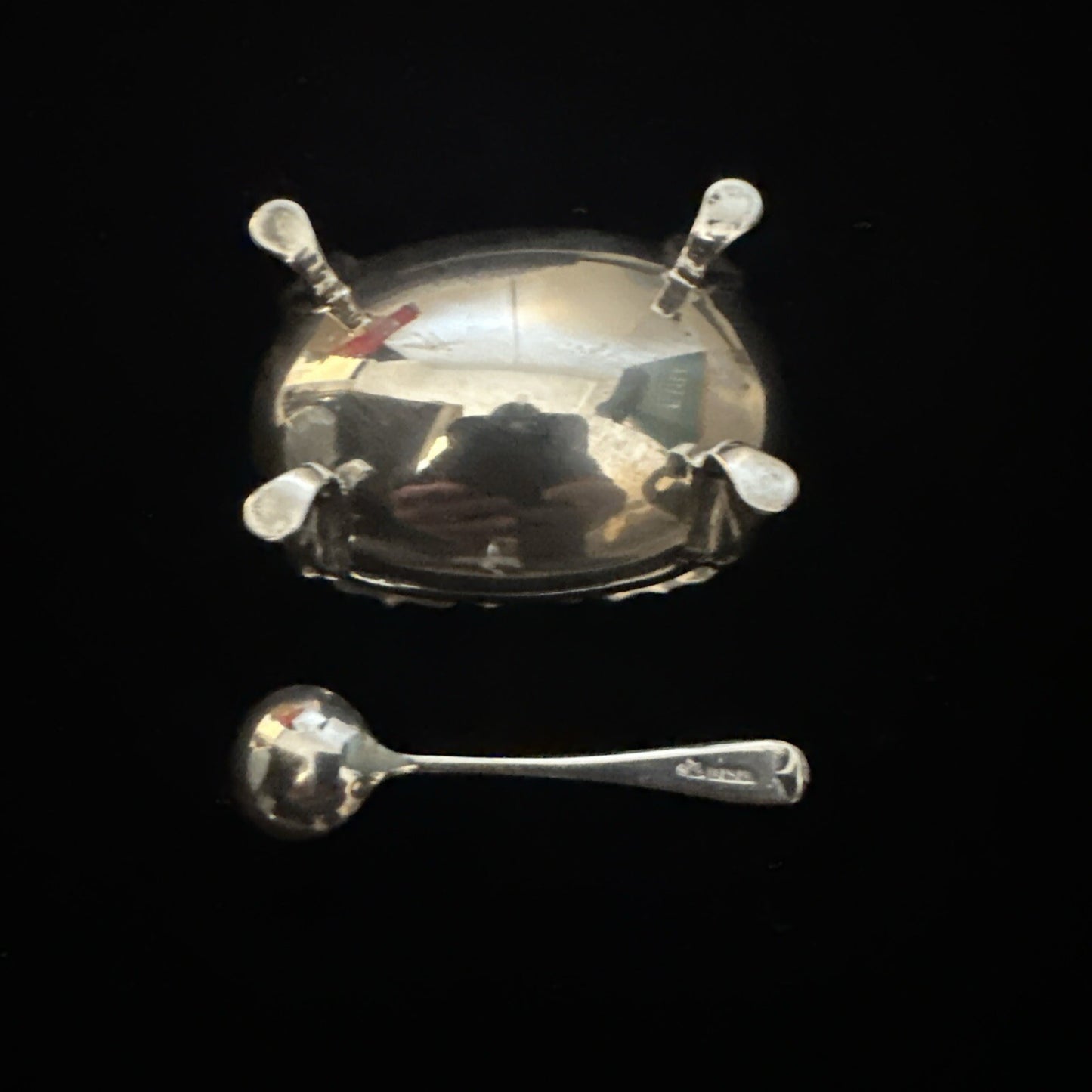 Vintage Silver Salt & Spoon - Birmingham 1963 Adie Brothers Ltd