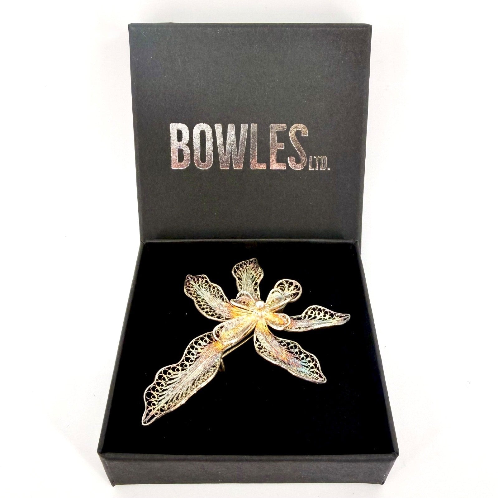 Vintage Silver Filigree Floral Brooch – Stamped 925 – Beautiful Patina