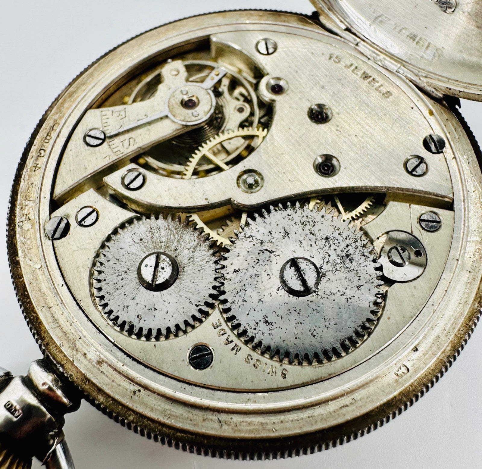 Antique Silver Dennison Cased Pocket Watch – 1939 Dublin Import Marks, 15 Jewels