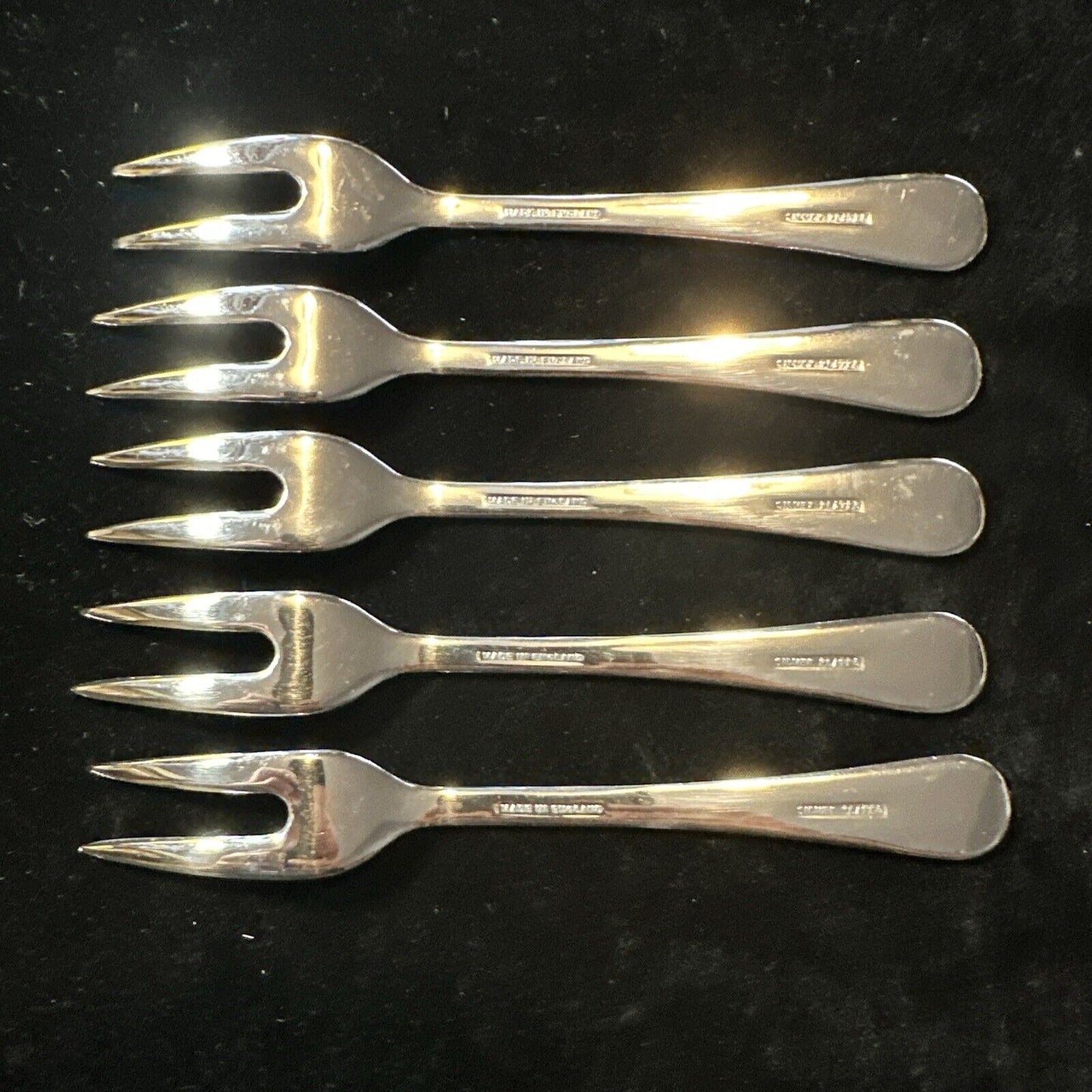 Antique Set of 5 Silver Plated Appetiser Forks