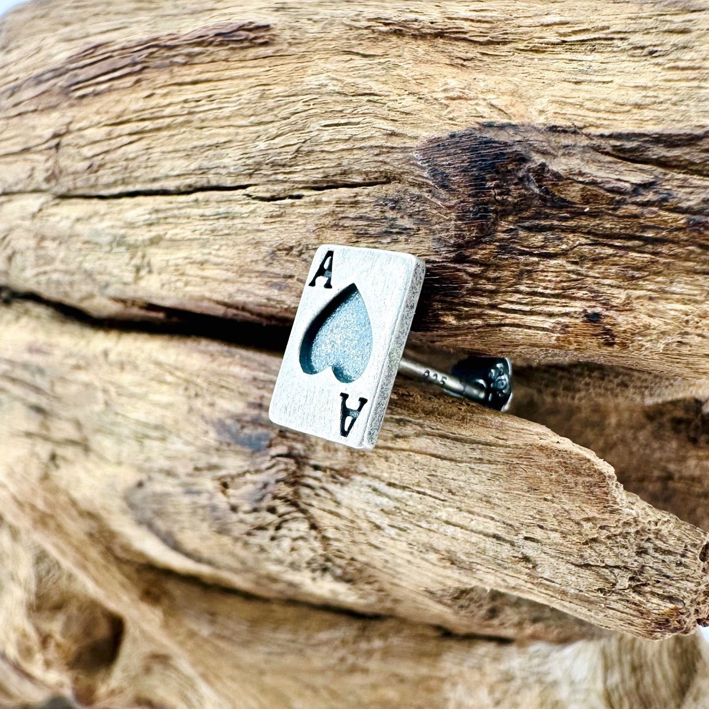 Brand New 925 Sterling Silver Ace of Hearts Stud Earring