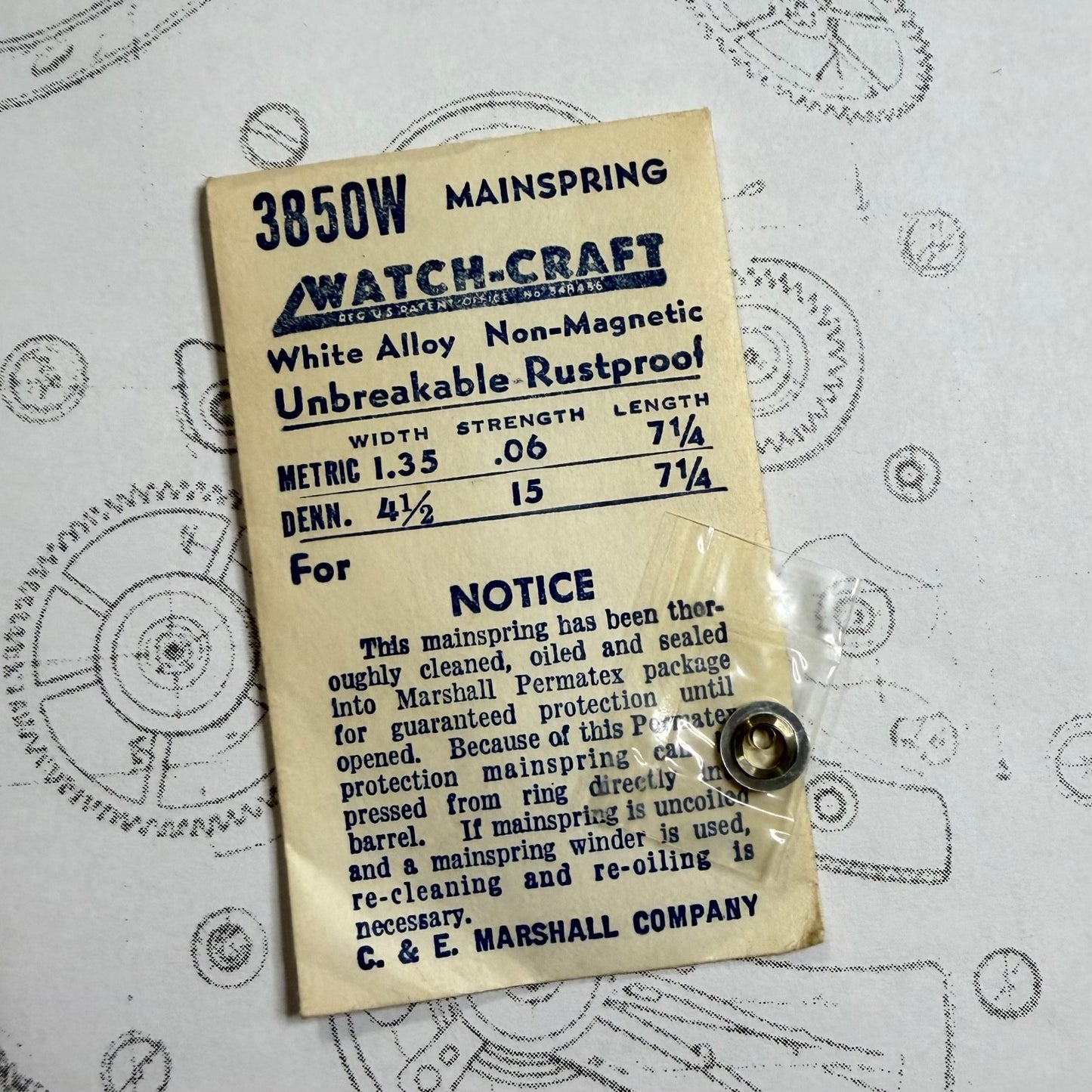 Watch-Craft Mainspring 3850W – 1.35 x 0.06 x 7¼" – Dennison 4½ / 15