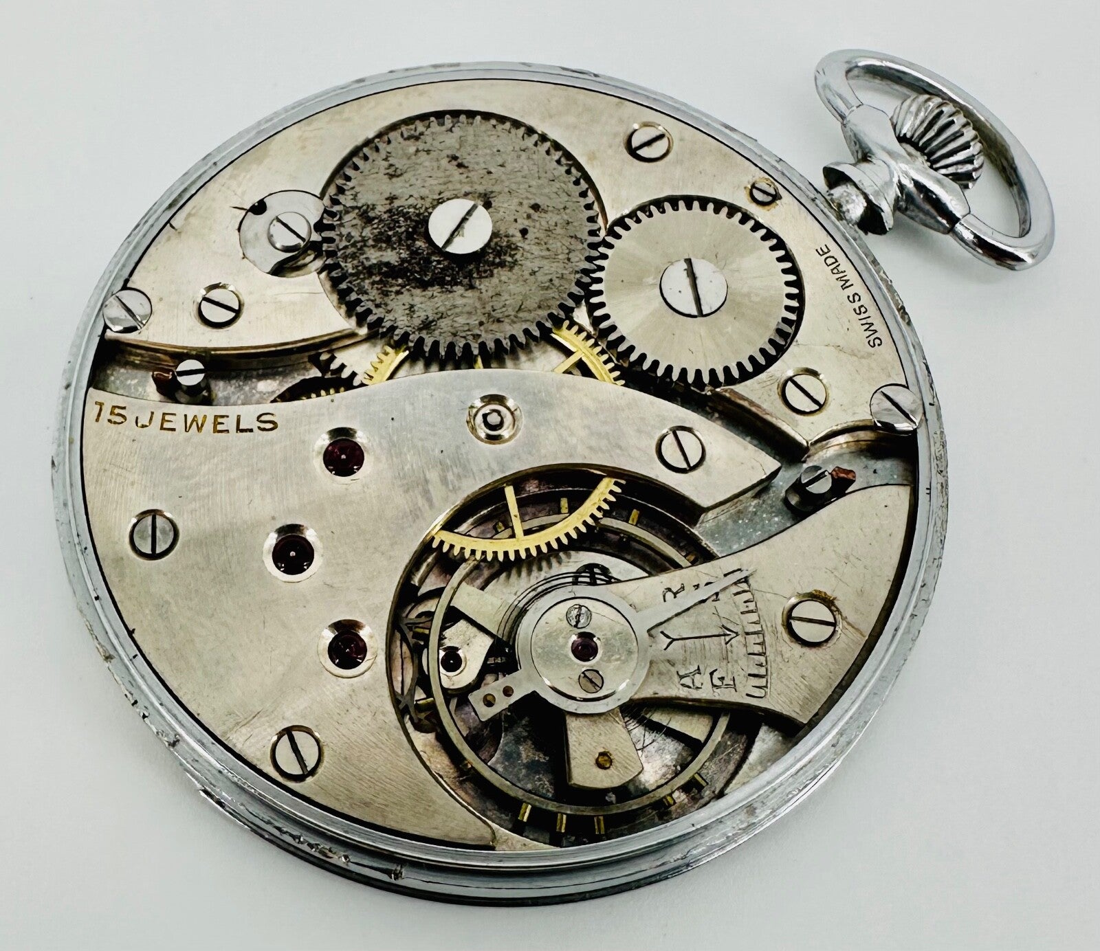 Antique Rone 15 Jewel Swiss Pocket Watch – Dennison Case – Working