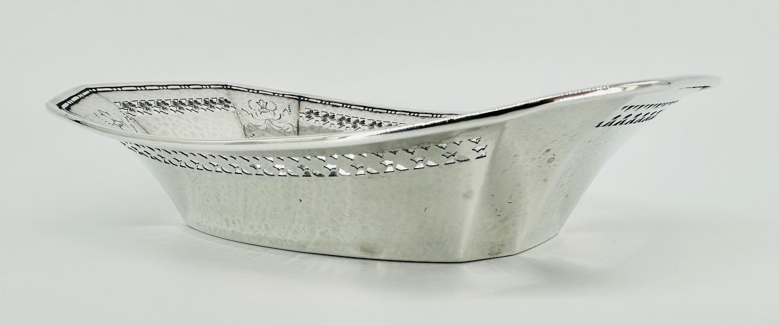Antique American Sterling Silver Dish – Pierced & Hammered Design – Webster Co.