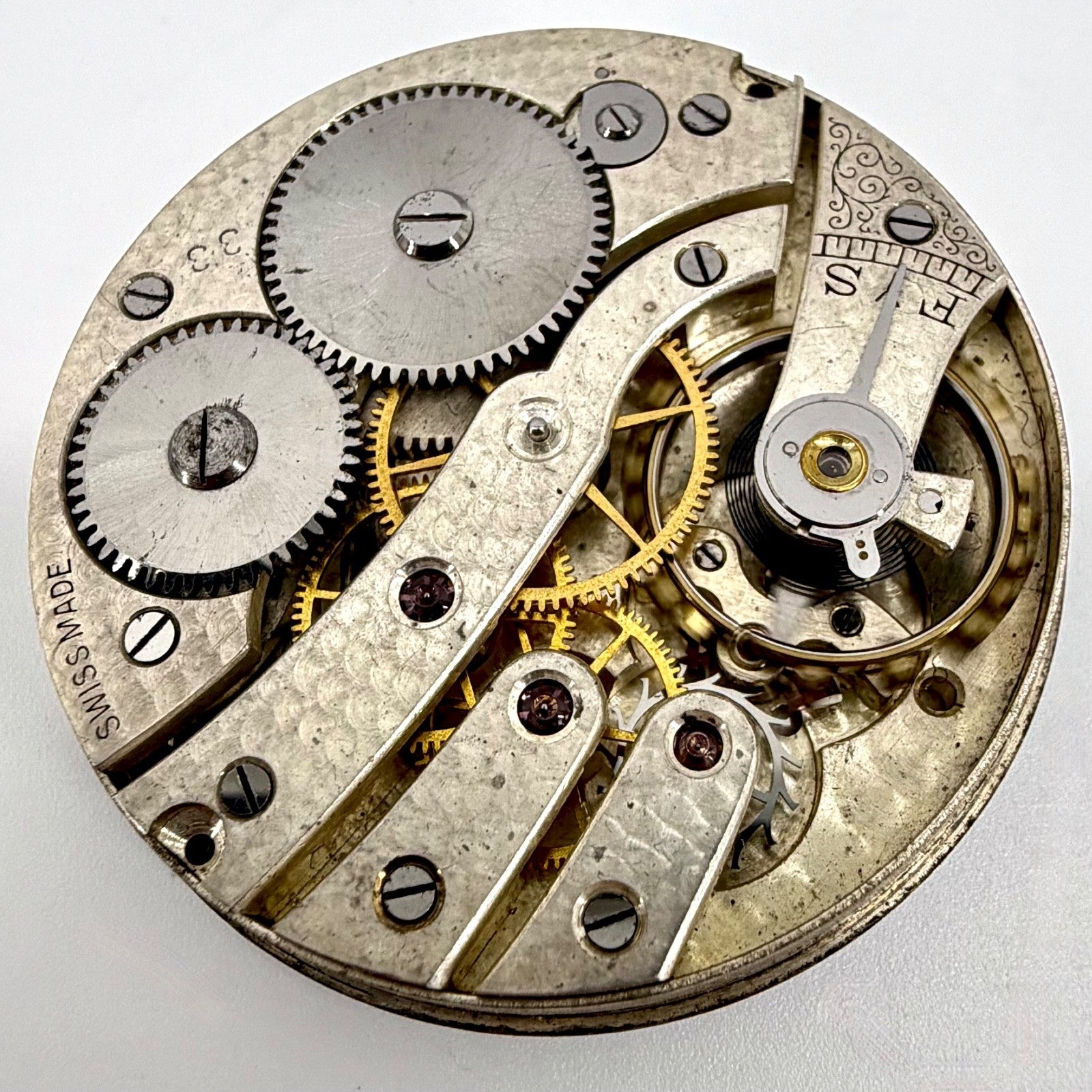 Antique Cyma Tavannes Pocket Watch Movement Swiss Made Ref 918 Working