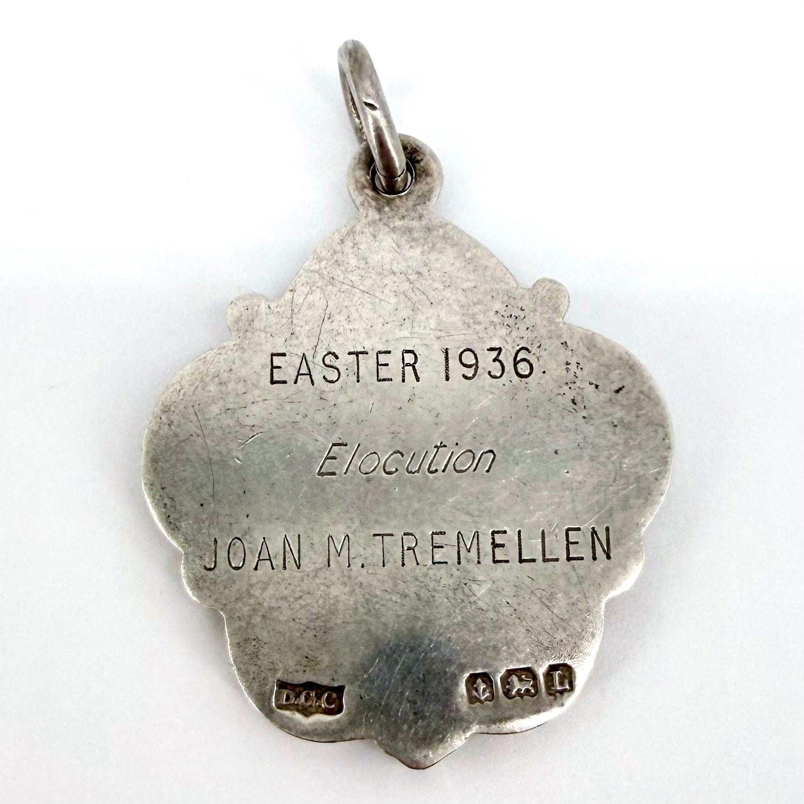 Antique Sterling Silver Enamel Fob Medal – London Academy of Music – 1935