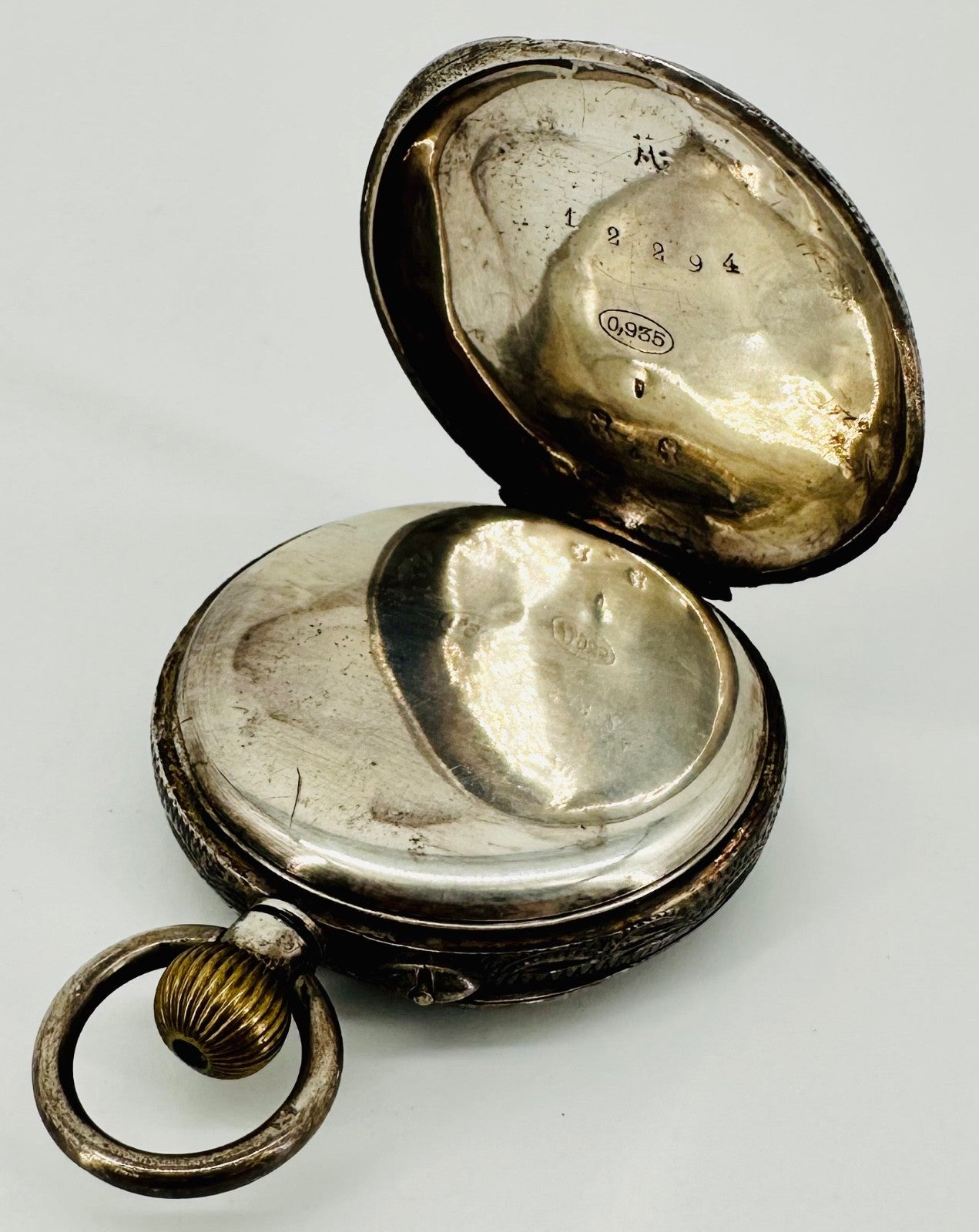 Antique Swiss 935 Silver Case Pocket Watch – Working